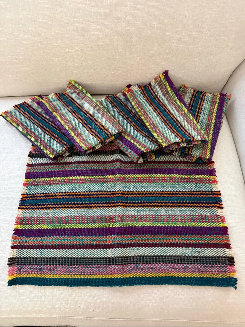 Illari Handmade Peruvian 100% Sheep Wool Placemats Set of 6 Woven Artisan